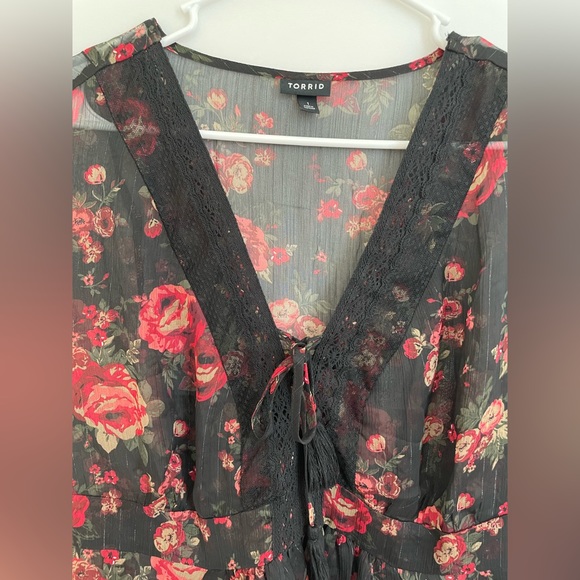 NWOT Torrid Babydoll Crochet Detail Lace-Up Blouse - Picture 7 of 16